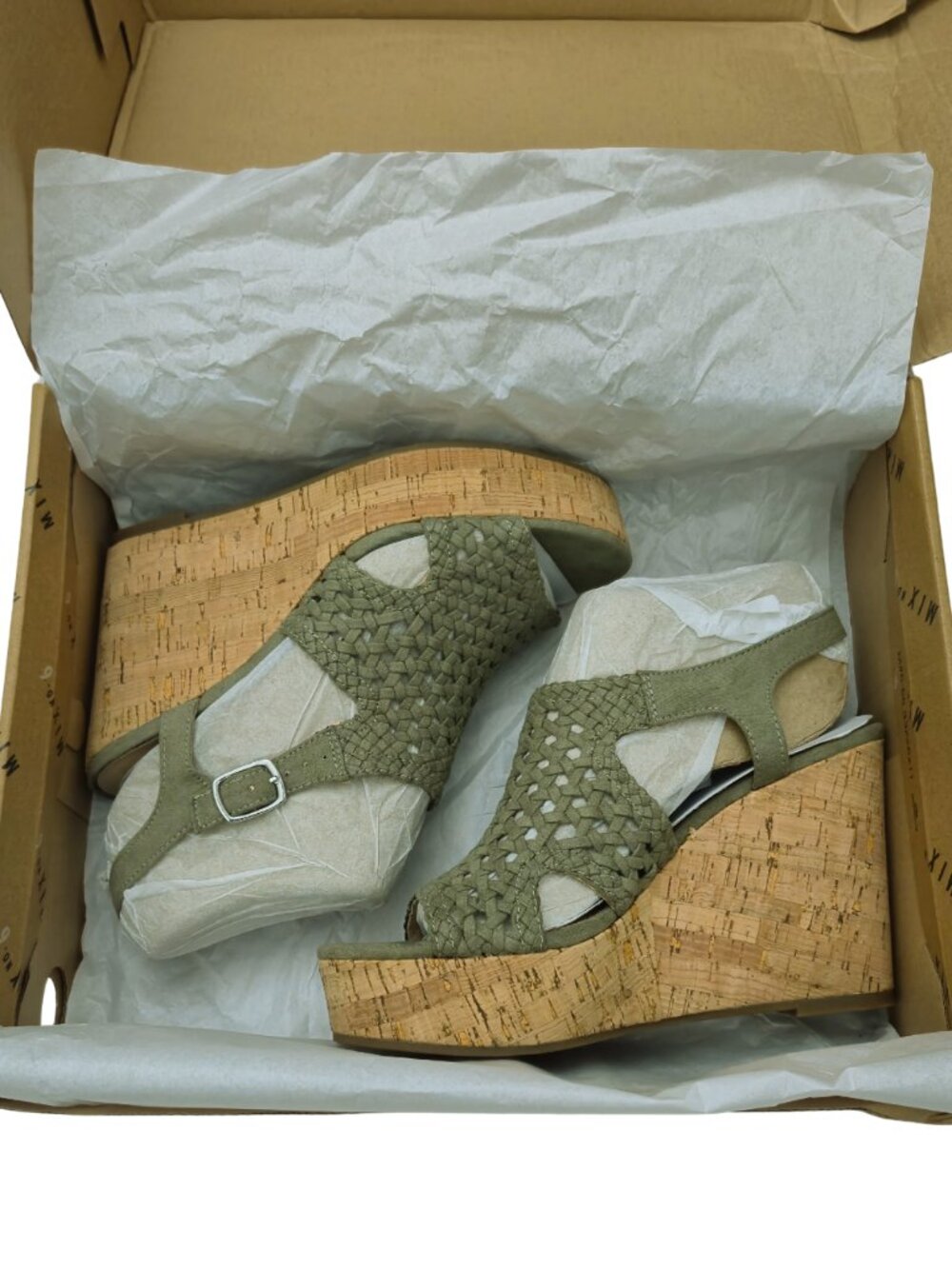 Mix No. 6 Women's Platform Jaleena Wedge Sandal Olive Green Size 7.5